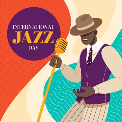 乐器手绘国际爵士日插画国际爵士乐日爵士乐音乐会声音