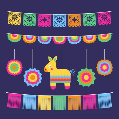 墨西哥平面cincodemayo装饰系列五颜六色墨西哥五颜六色