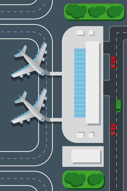 航空机场俯视图航空公司道路建筑