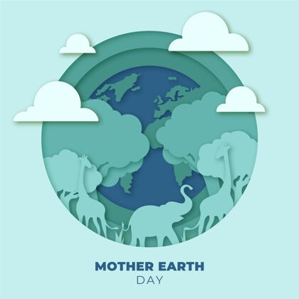 生物圈地球母亲节插图在纸上地球自然地球母亲