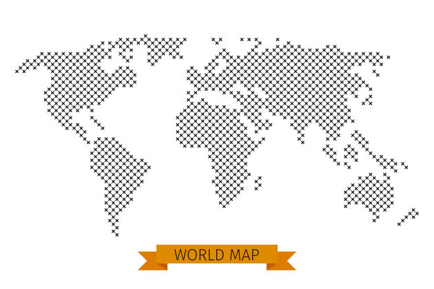 制图世界地图交叉点全球地图制图 模板地图与黑色交叉插图形式形状功能区