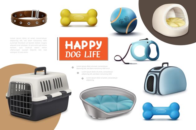 玩具现实的狗物品组成与旅行载体皮带小狗床骨头项圈球现实球设置