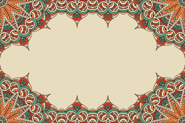 螺旋美丽的背景装饰着五颜六色的曼荼罗框架花卉装饰复古