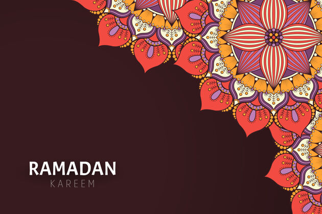 印度Ramadamkareem背景和曼荼罗装饰卡里姆花卉斋月