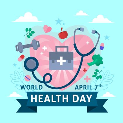 插图平面世界卫生日庆祝插画国际平面健康助理