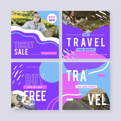 折扣旅行instagram帖子收集模板促销优惠旅游