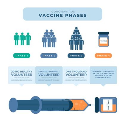 病毒扁平冠状病毒疫苗阶段信息图模板平面疫苗图形