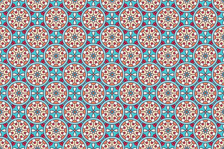 伊斯兰几何无缝图案 圆形元素东方装饰圆圈