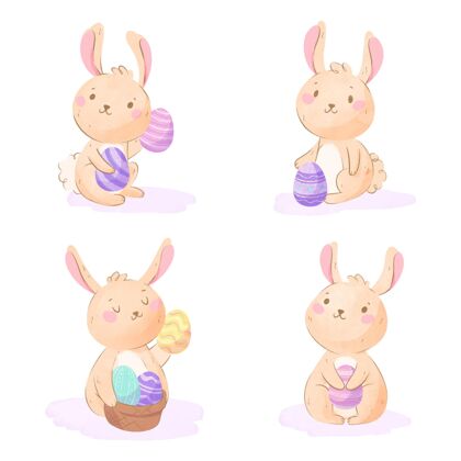 复活节复活节兔子系列水彩画水彩画兔子教