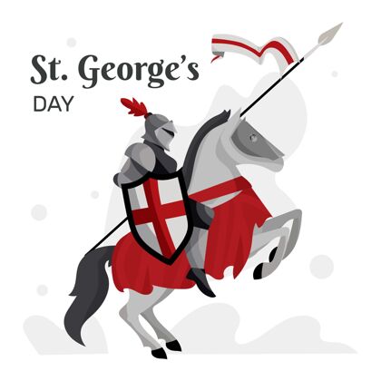 4月23日手绘圣乔治节插图与骑士插画骑士节日