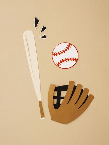 锦标赛带手套和球的棒球棒顶视图棒球手套垂直锦标赛