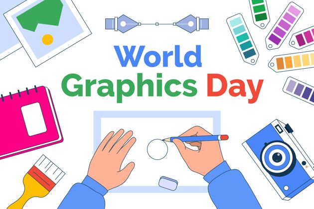 平面设计手绘世界图形日插画全球庆典世界图形日