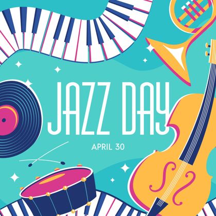 文化平面国际爵士日插画庆典国际爵士乐日平面