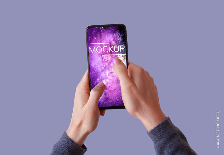 自由智能手机双手紫色背景模型设计收藏手