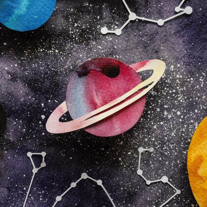 分类创意构图纸行星星系纸艺术