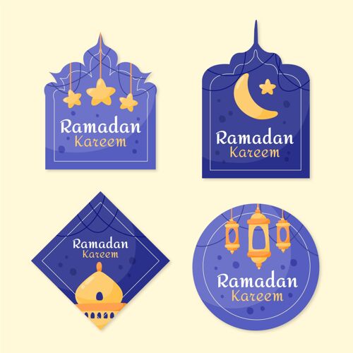 传统手绘斋月标签收集分类开斋节伊斯兰