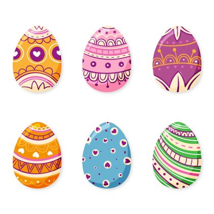 彩色彩色手绘装饰复活节彩蛋收藏Pascha选择彩蛋