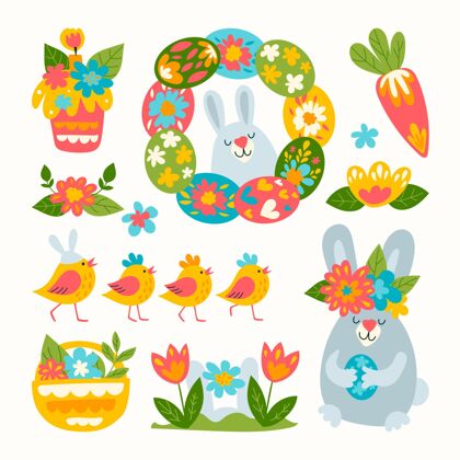 复活节快乐复活节元素系列兔子节日复活节快乐