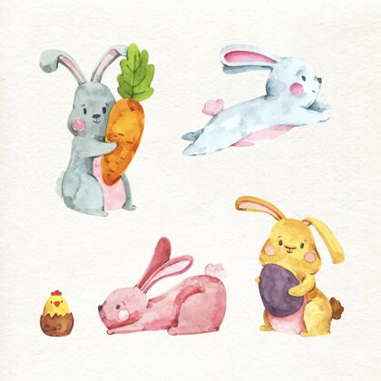 节日复活节兔子系列水彩画复活节兔子可爱帕斯卡