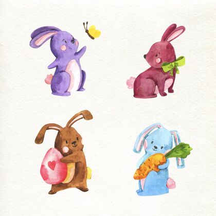 兔子复活节兔子系列水彩画可爱分类收集