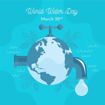 保护手绘插画世界水日庆祝手绘3月22日