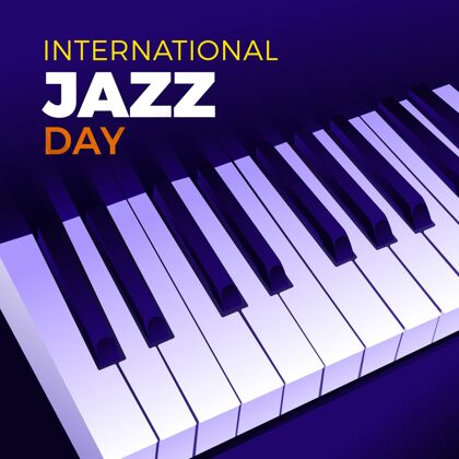 现实手绘国际爵士乐日插图与钢琴键爵士乐日爵士乐国际爵士乐日