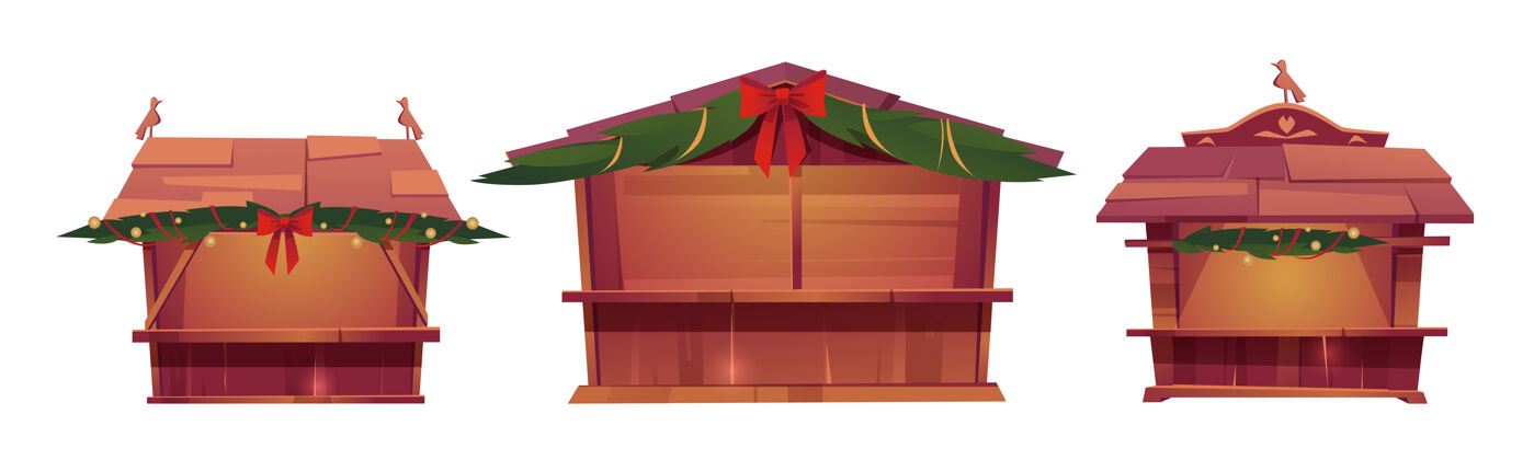 站圣诞集市摊位 木制节日小亭出售食品门面亭年份