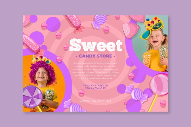 糖果店带小孩的糖果横幅甜的横幅水平