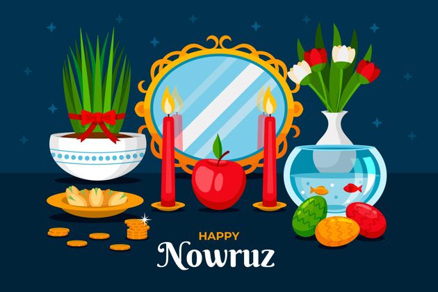 nowruz快乐的诺鲁兹与镜子插图镜子快乐nowruz庆祝