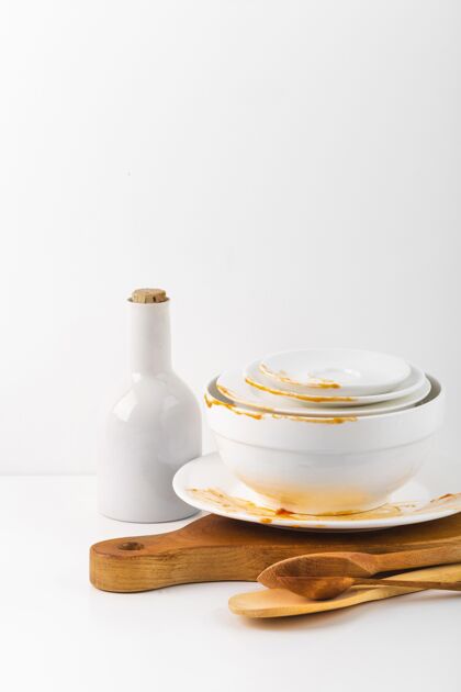 木板脏陶瓷餐具收藏勺子收藏品脏盘子