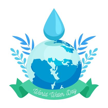世界世界水日插图与行星和水滴行星世界水日液体