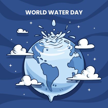 世界水日手绘世界水日插图与行星世界环境水日