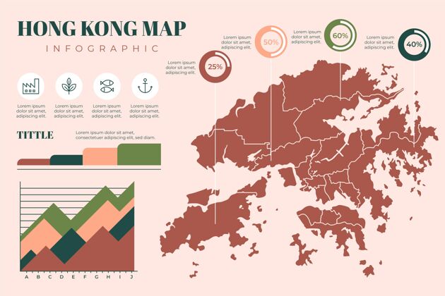 图表平面香港地图信息图形香港信息增长