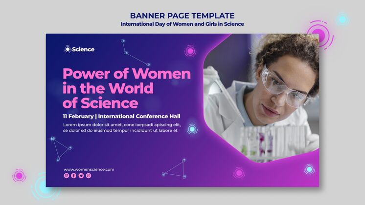 妇女权利横幅模板为妇女和女孩在科学庆祝国际日与女科学家横向女性赋权女性