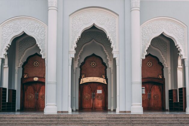 门清真寺建筑正门的漂亮设计阿拉伯语外部历史