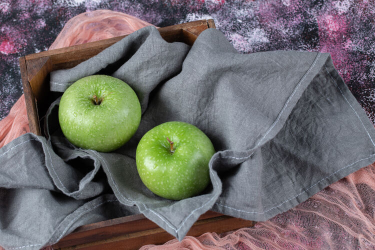 艺术绿苹果孤立的纹理表面季节素食水果