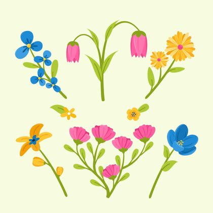 美丽收集平面设计的春花插图季节春天
