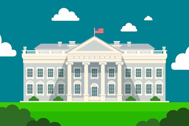 美国白宫平面设计插画美国美国工作场所