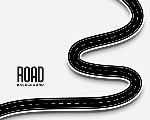 路边曲线蜿蜒的道路路径在三维风格的设计转弯曲线高速公路