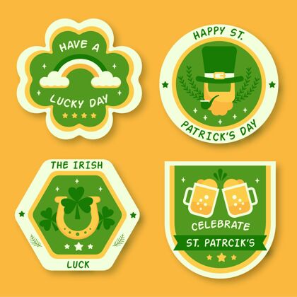 爱尔兰圣帕特里克日徽章系列平面设计节日徽章