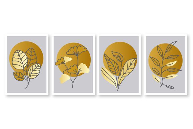 商业金色植物封面系列收集黄金包装