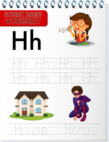 孩子字母表跟踪与字母和词汇工作表手写字母表工作表
