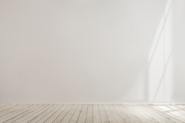 简单白色空白混凝土墙模型与木地板公寓装饰材料