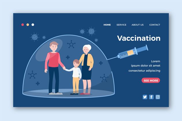 模板绘制冠状病毒疫苗登录页大流行登陆页流感
