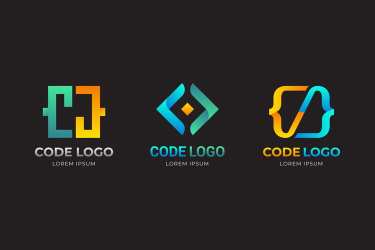 Logo模板渐变黄蓝代码标志模板标语商业Logoidentity