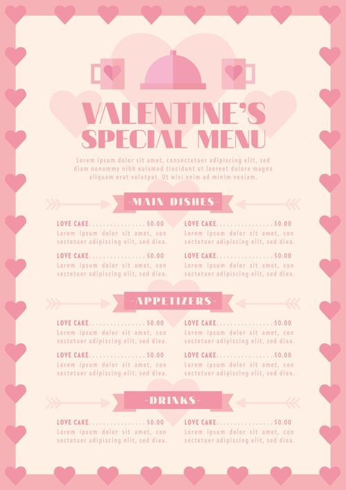 模板情人节平面设计菜单模板平面设计浪漫2月14日