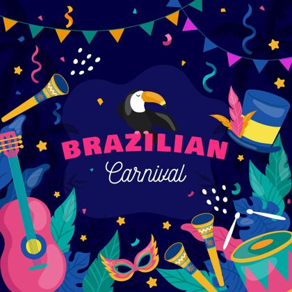 化装舞会手绘巴西狂欢节元素巴西伪装庆祝