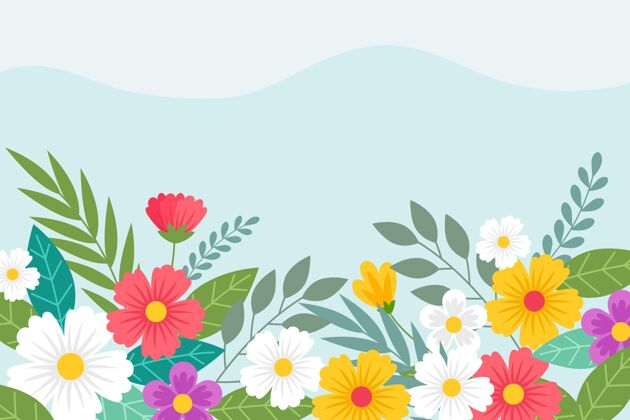 花平面设计春季壁纸与空白自然开花开花