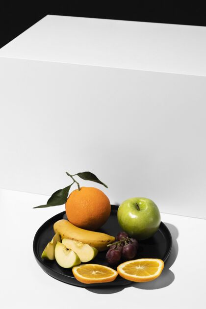可口高角度托盘与水果和复制空间复制空间饮食健康
