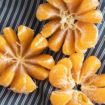 健康橘子的顶视图小吃橘子正餐